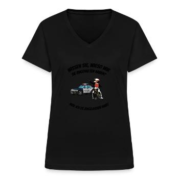 Lustiger Motorrad Spruch - Frauen-T-Shirt mit V-Ausschnitt - Schwarz - Vorne - Lela (165cm)