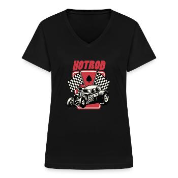 Hot rod - Women's V-neck T-shirt - black - Front - Lela (165cm)