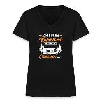 Rentner Camping Wohnmobil Geschenk - Frauen-T-Shirt mit V-Ausschnitt - Schwarz - Vorne - Lela (165cm)