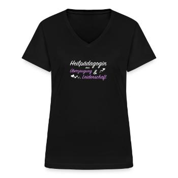 Heilpädagogin Heilpädagogik Heilerziehung Geschenk - Frauen-T-Shirt mit V-Ausschnitt - Schwarz - Vorne - Lela (165cm)