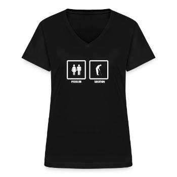 Problème Solved Minigolf - T-shirt col V Femme - noir - Devant - Lela (165cm)