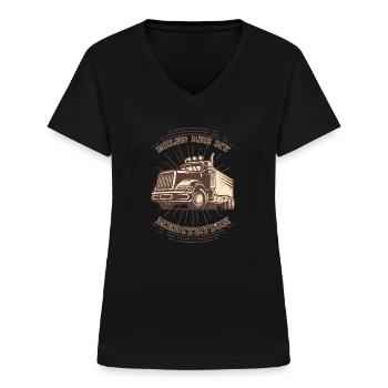 Miles ARE My MEDITATION Camion routier routier - T-shirt col V Femme - noir - Devant - Lela (165cm)