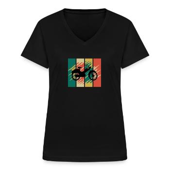 Mofa Moped Mofafahrer Mopedfahrer Mopeds Mokick - Frauen-T-Shirt mit V-Ausschnitt - Schwarz - Vorne - Lela (165cm)