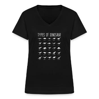 Dinosaurier - Frauen-T-Shirt mit V-Ausschnitt - Schwarz - Vorne - Lela (165cm)