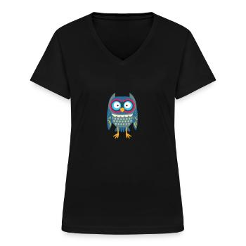 Hibou - T-shirt col V Femme - noir - Devant - Lela (165cm)