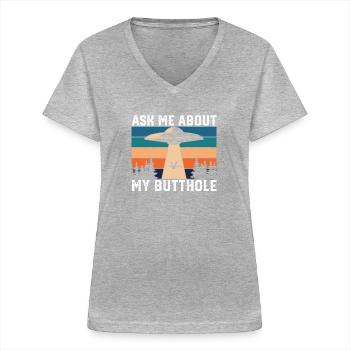 Alien Ask me for anal gift - Women's V-neck T-shirt - sports grey - Front - Lela (165cm)