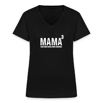 Mama Hoch 3 Schwangerschaft Geburt Mutter - Frauen-T-Shirt mit V-Ausschnitt - Schwarz - Vorne - Lela (165cm)