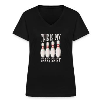 Bowling - Frauen-T-Shirt mit V-Ausschnitt - Schwarz - Vorne - Lela (165cm)