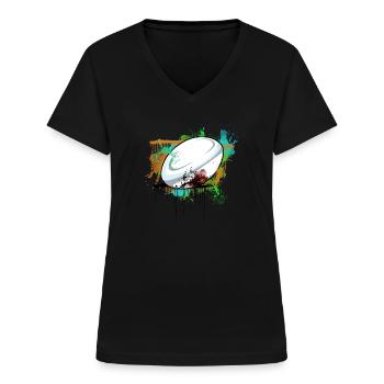 Rugby - Frauen-T-Shirt mit V-Ausschnitt - Schwarz - Vorne - Lela (165cm)