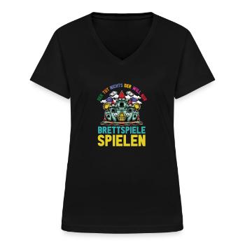 Brettspiel - Frauen-T-Shirt mit V-Ausschnitt - Schwarz - Vorne - Lela (165cm)
