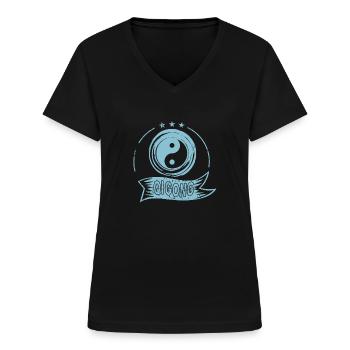 Qigong Chigong Traditionalle Chinesische Meditatio - Frauen-T-Shirt mit V-Ausschnitt - Schwarz - Vorne - Lela (165cm)