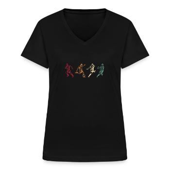 Retro Rugby Vintage Rugby - Frauen-T-Shirt mit V-Ausschnitt - Schwarz - Vorne - Lela (165cm)