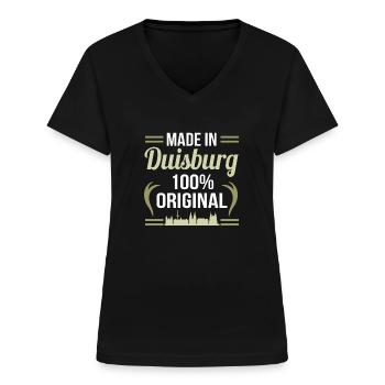 Duisburg - Frauen-T-Shirt mit V-Ausschnitt - Schwarz - Vorne - Lela (165cm)