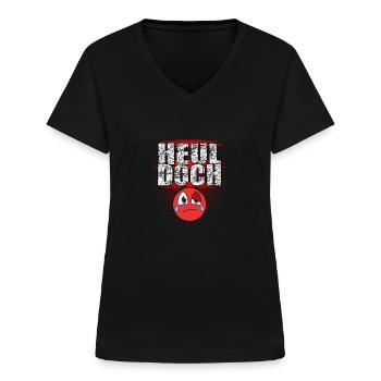 Heul Doch - Frauen-T-Shirt mit V-Ausschnitt - Schwarz - Vorne - Lela (165cm)