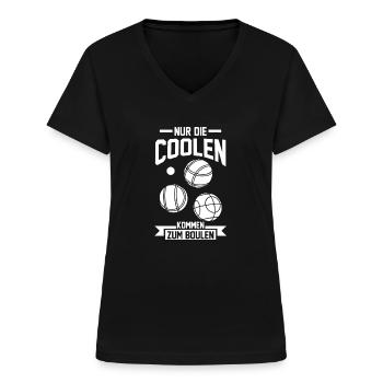 Boulen Boule Boulespieler Geschenk - Frauen-T-Shirt mit V-Ausschnitt - Schwarz - Vorne - Lela (165cm)