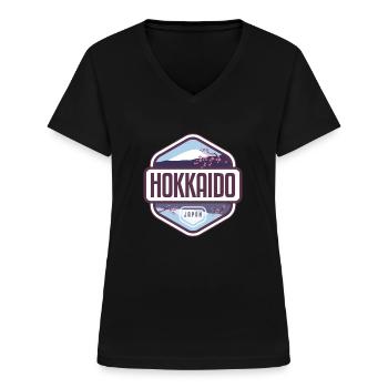 Hokkaido - Japan - Frauen-T-Shirt mit V-Ausschnitt - Schwarz - Vorne - Lela (165cm)