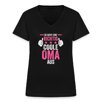 So sieht eine richtig coole Oma aus - Frauen-T-Shirt mit V-Ausschnitt - Schwarz - Vorne - Lela (165cm)