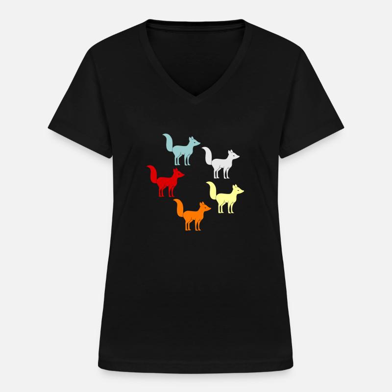 Fox - Women's V-neck T-shirt - black