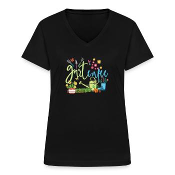 Gartenfee Garten Fee Gärtnerin Garten - Frauen-T-Shirt mit V-Ausschnitt - Schwarz - Vorne - Lela (165cm)