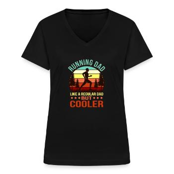 Running Dad Définition Demi-marathon Coureur - T-shirt col V Femme - noir - Devant - Lela (165cm)