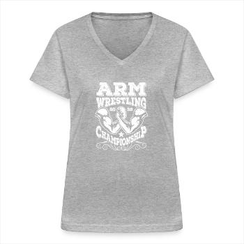 Arm wrestling - Women's V-neck T-shirt - sports grey - Front - Lela (165cm)