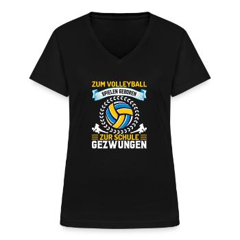 Volleyball Schule Beachvolleyball - Frauen-T-Shirt mit V-Ausschnitt - Schwarz - Vorne - Lela (165cm)