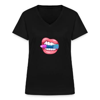 Beauticians Makeup Artist Beauty Shop - Women's V-neck T-shirt - black - Front - Lela (165cm)