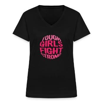 Cancer du sein - T-shirt col V Femme - noir - Devant - Lela (165cm)