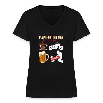 Motorrad Biker Motorradfahrer Geschenk - Frauen-T-Shirt mit V-Ausschnitt - Schwarz - Vorne - Lela (165cm)