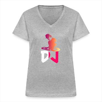 DISC JOCKEY - Women's V-neck T-shirt - sports grey - Front - Lela (165cm)