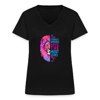 Cancer - Women's V-neck T-shirt - black - Front - Lela (165cm)