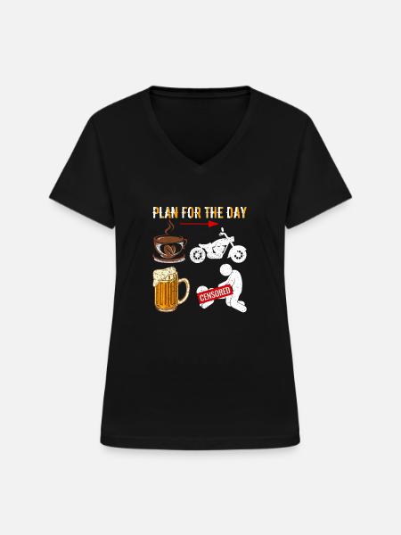 Motorradfahrer - Frauen-T-Shirt mit V-Ausschnitt - Schwarz