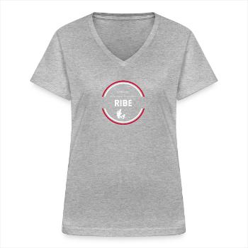Ribe I Dänemark Urlaub Motiv für Dänen - Frauen-T-Shirt mit V-Ausschnitt - Grau meliert - Vorne - Lela (165cm)