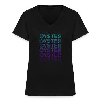 Huître Rétro - T-shirt col V Femme - noir - Devant - Lela (165cm)