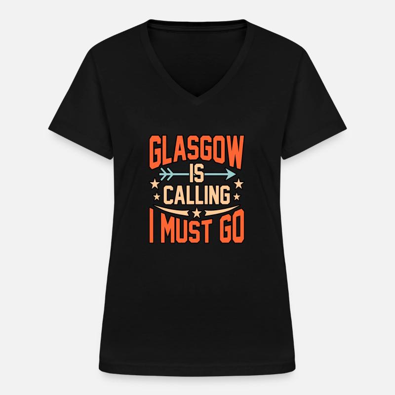 Glasgow reise geschenk - Frauen-T-Shirt mit V-Ausschnitt - Schwarz