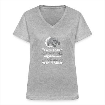 Rhino Nashorn - Frauen-T-Shirt mit V-Ausschnitt - Grau meliert - Vorne - Lela (165cm)