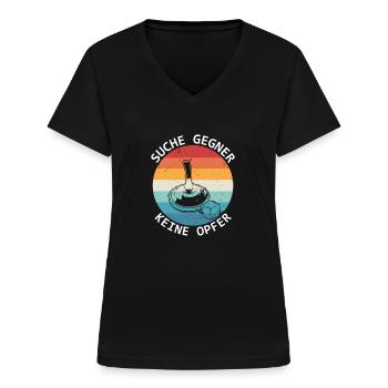 Eisstock Suche Gegner Keine Opfer Stockschützen - Frauen-T-Shirt mit V-Ausschnitt - Schwarz - Vorne - Lela (165cm)