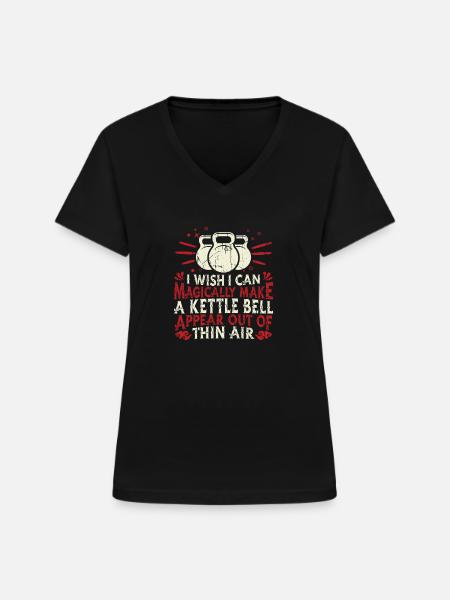Kettlebell Kugelhantel - Frauen-T-Shirt mit V-Ausschnitt - Schwarz