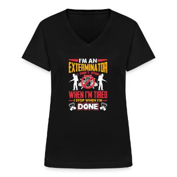 Exterminator Pest Control Technician Quote - Frauen-T-Shirt mit V-Ausschnitt - Schwarz - Vorne - Lela (165cm)