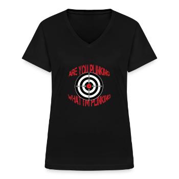 Lustiger Sportschützen Schützen Spruch - Frauen-T-Shirt mit V-Ausschnitt - Schwarz - Vorne - Lela (165cm)