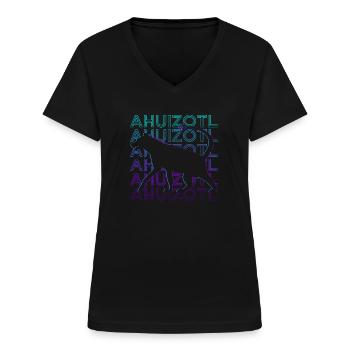 Ahuizotl Aztec Mythology Maya Retro Cadeau - T-shirt col V Femme - noir - Devant - Lela (165cm)