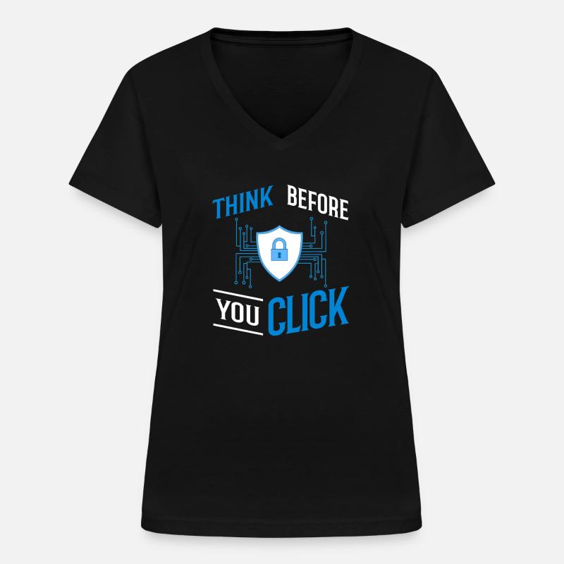 Cybersikkerhed Information Computer Sicherheit - T-shirt med V-hals til damer - sort
