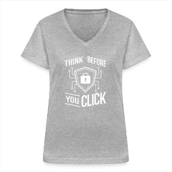 Cyber Security Information Computer Sicherheit - Frauen-T-Shirt mit V-Ausschnitt - Grau meliert - Vorne - Lela (165cm)