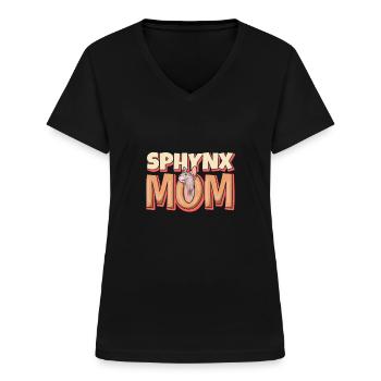 Sphynx-mutter - Frauen-T-Shirt mit V-Ausschnitt - Schwarz - Vorne - Lela (165cm)