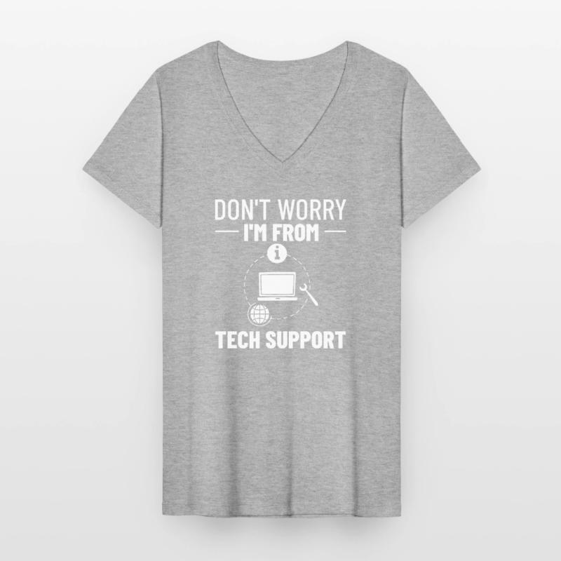 Tech Support IT Technical Assistance Helpdesk Women's V-neck T-shirt