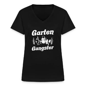 Garten Gangster Gärtnern Gartenarbeit Lustiges Ges - Frauen-T-Shirt mit V-Ausschnitt - Schwarz - Vorne - Lela (165cm)