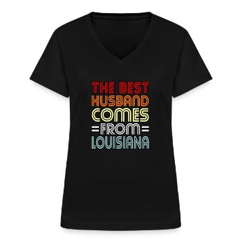 Louisiana husband gift - Women's V-neck T-shirt - black - Front - Lela (165cm)