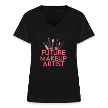 Future Makeup Artist - Women's V-neck T-shirt - black - Front - Lela (165cm)