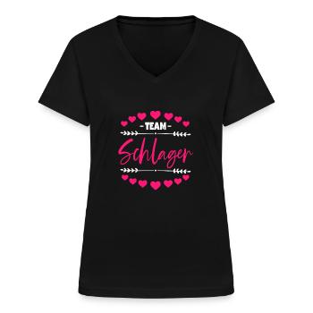 Schlagerparty Frauen Team Schlager - Frauen-T-Shirt mit V-Ausschnitt - Schwarz - Vorne - Lela (165cm)