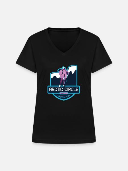 Arctic Circle Trail – Grönland - Frauen-T-Shirt mit V-Ausschnitt - Schwarz